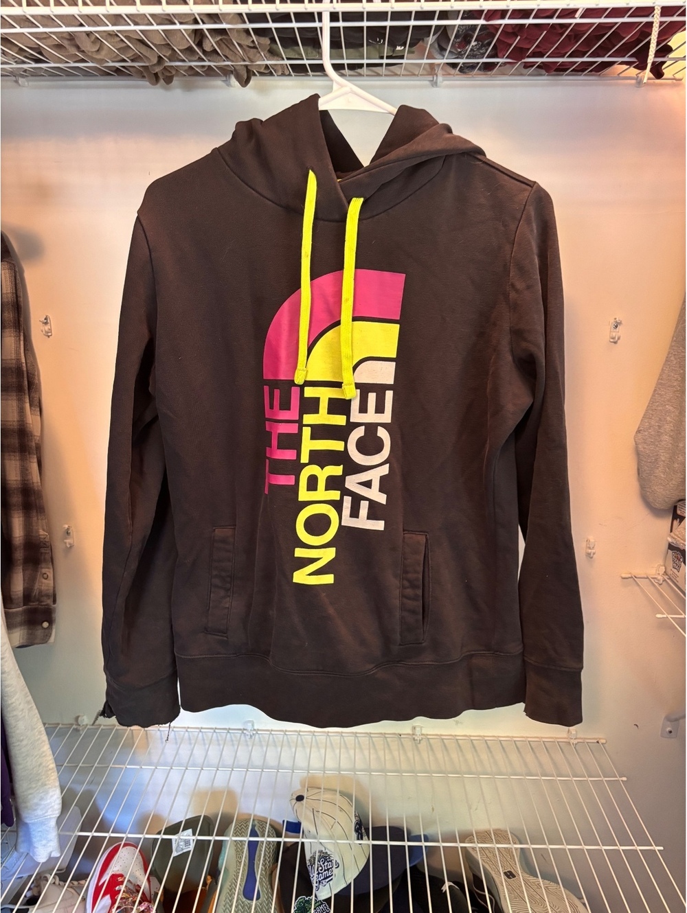 The North Face Women's Medium Black Hoodie with Colorful Log